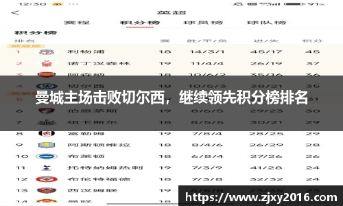 曼城主场击败切尔西，继续领先积分榜排名